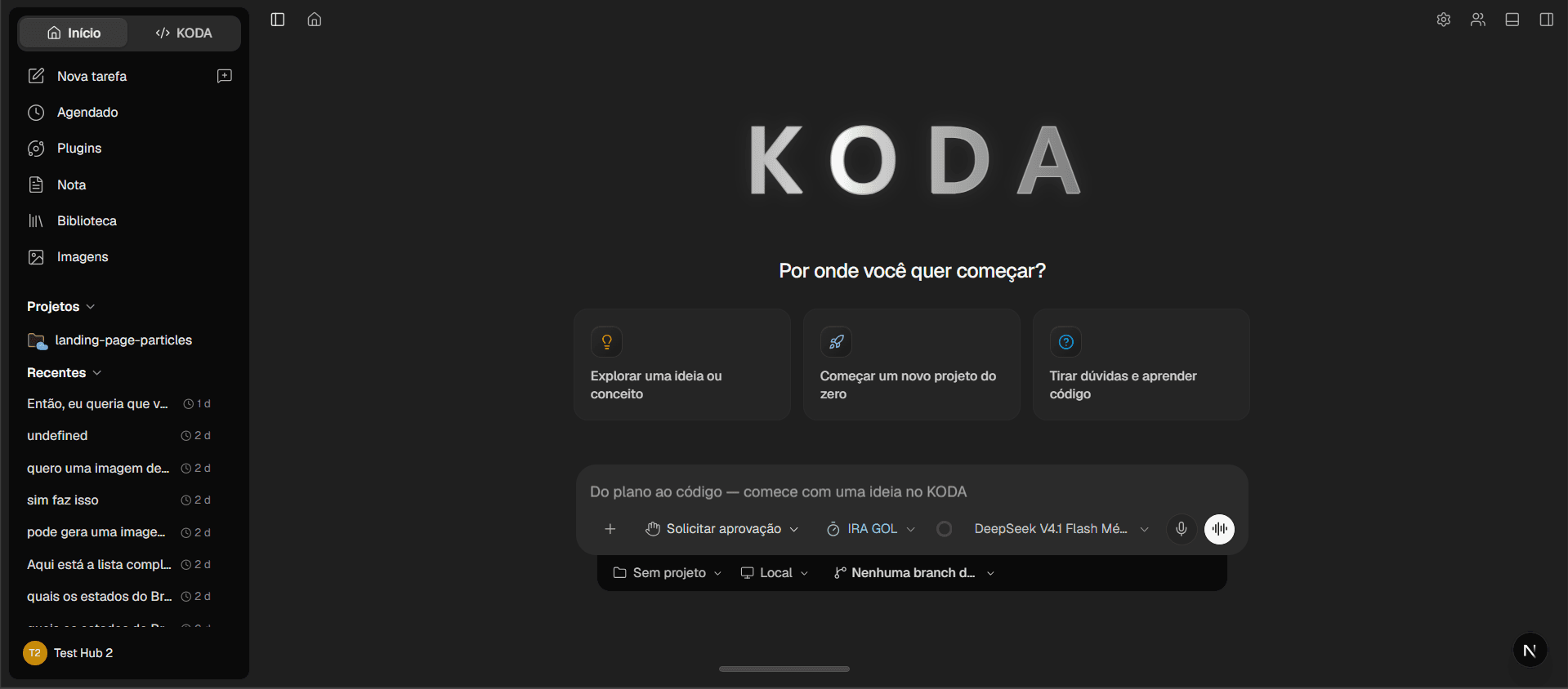 Captura real da tela inicial do KODA